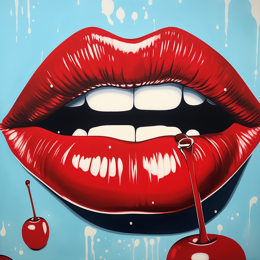 Printed Glass Kitchen Splashback Cherry Red Lips