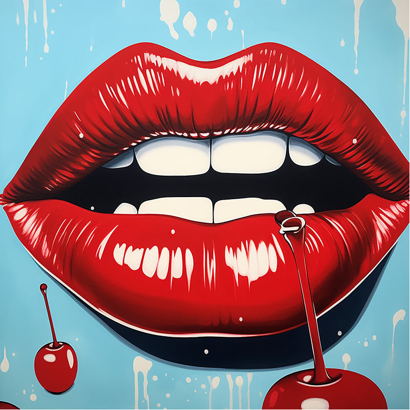 Printed Glass Kitchen Splashback Cherry Red Lips