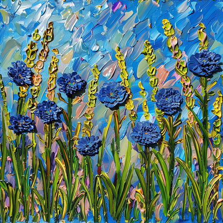 Painted Cornflowers Glass Wall Art