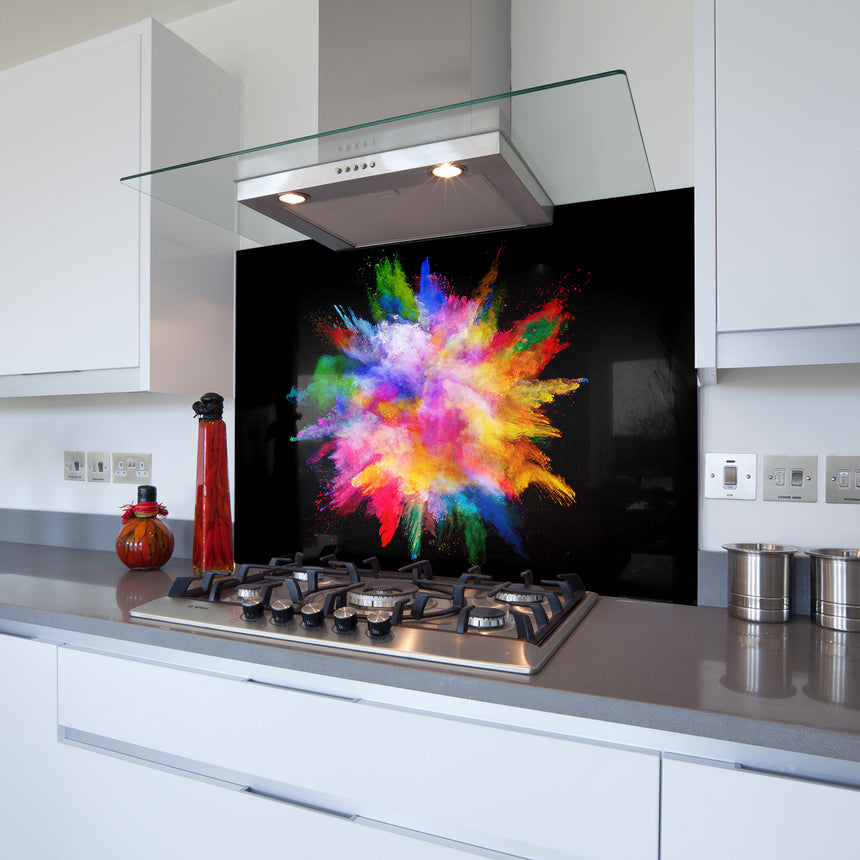 Printed Glass Kitchen Splashback Powder Explosion