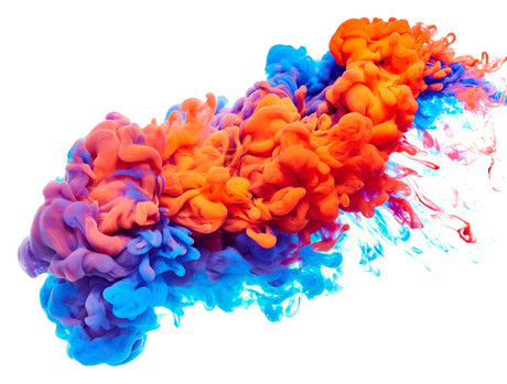 Printed Glass Kitchen Splashback Red & Blue Ink