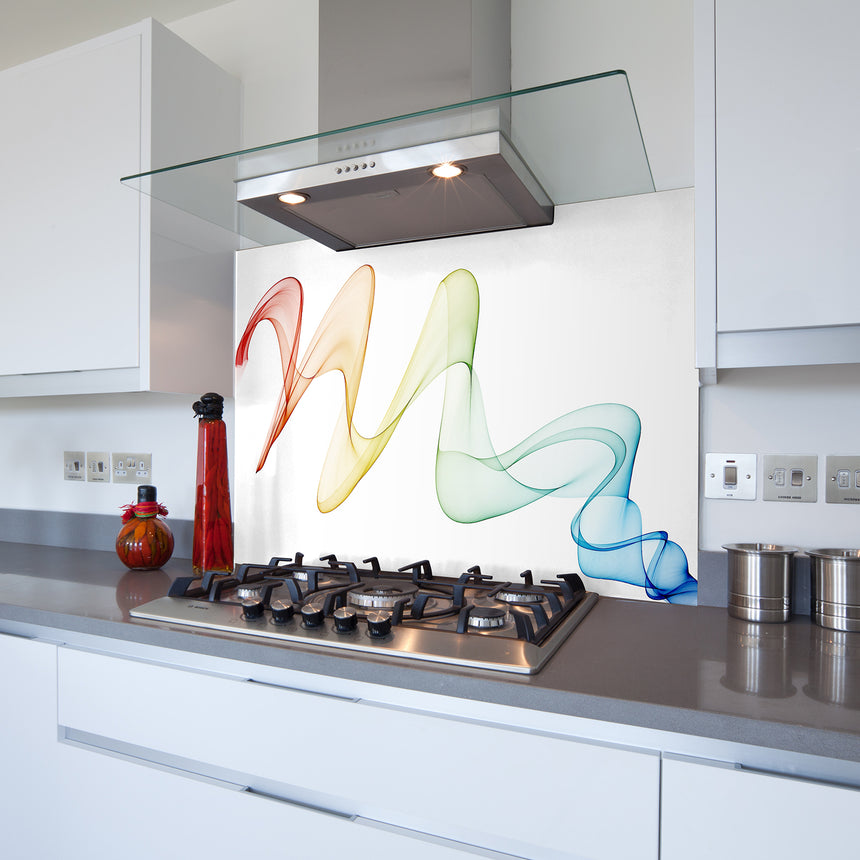 Printed Glass Kitchen Splashback Coloured Wave