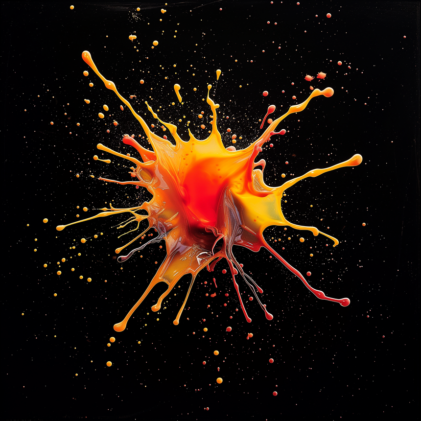 Printed Glass Kitchen Splashback Orange Paint Splat