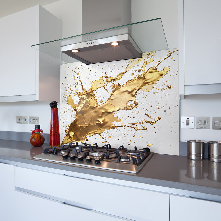 Printed Glass Kitchen Splashback Gold Splash
