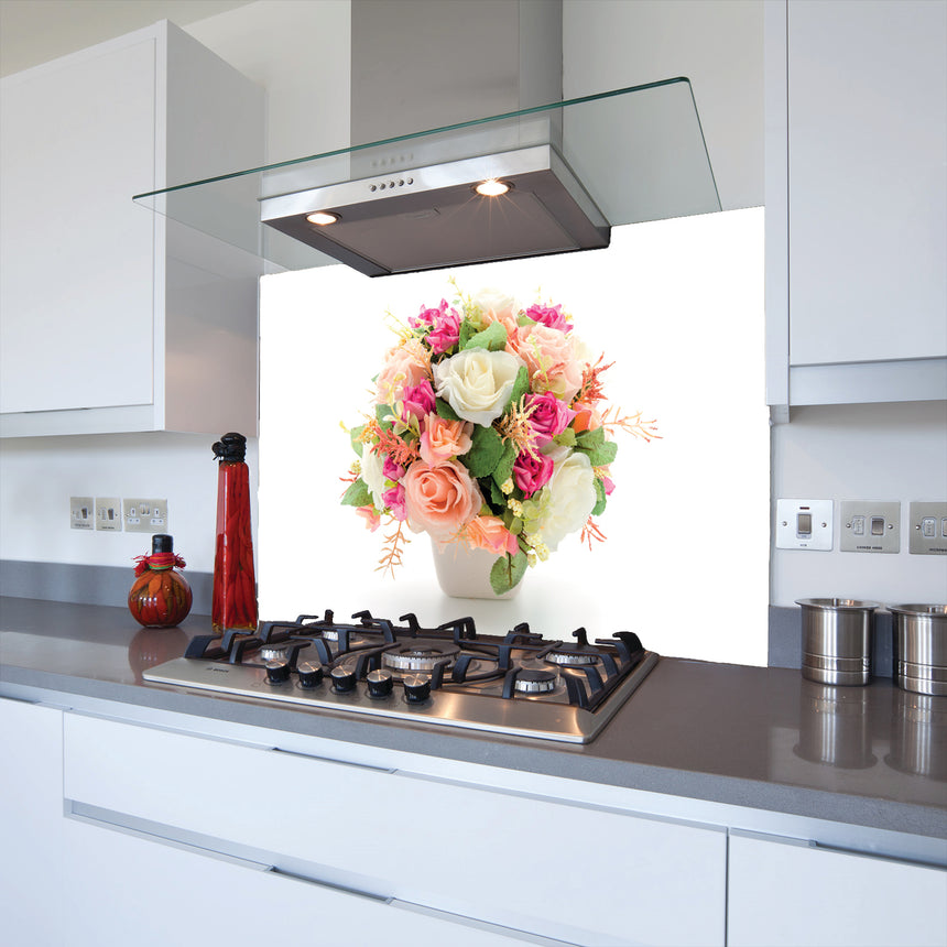 Printed Glass Kitchen Splashback Flower Pot