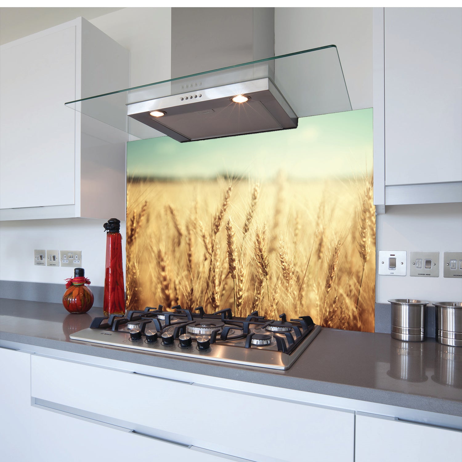 Printed Glass Kitchen Splashback Wheat
