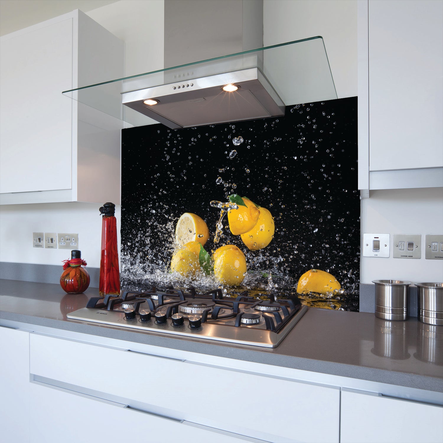 Printed Glass Kitchen Splashback 8 Lemons