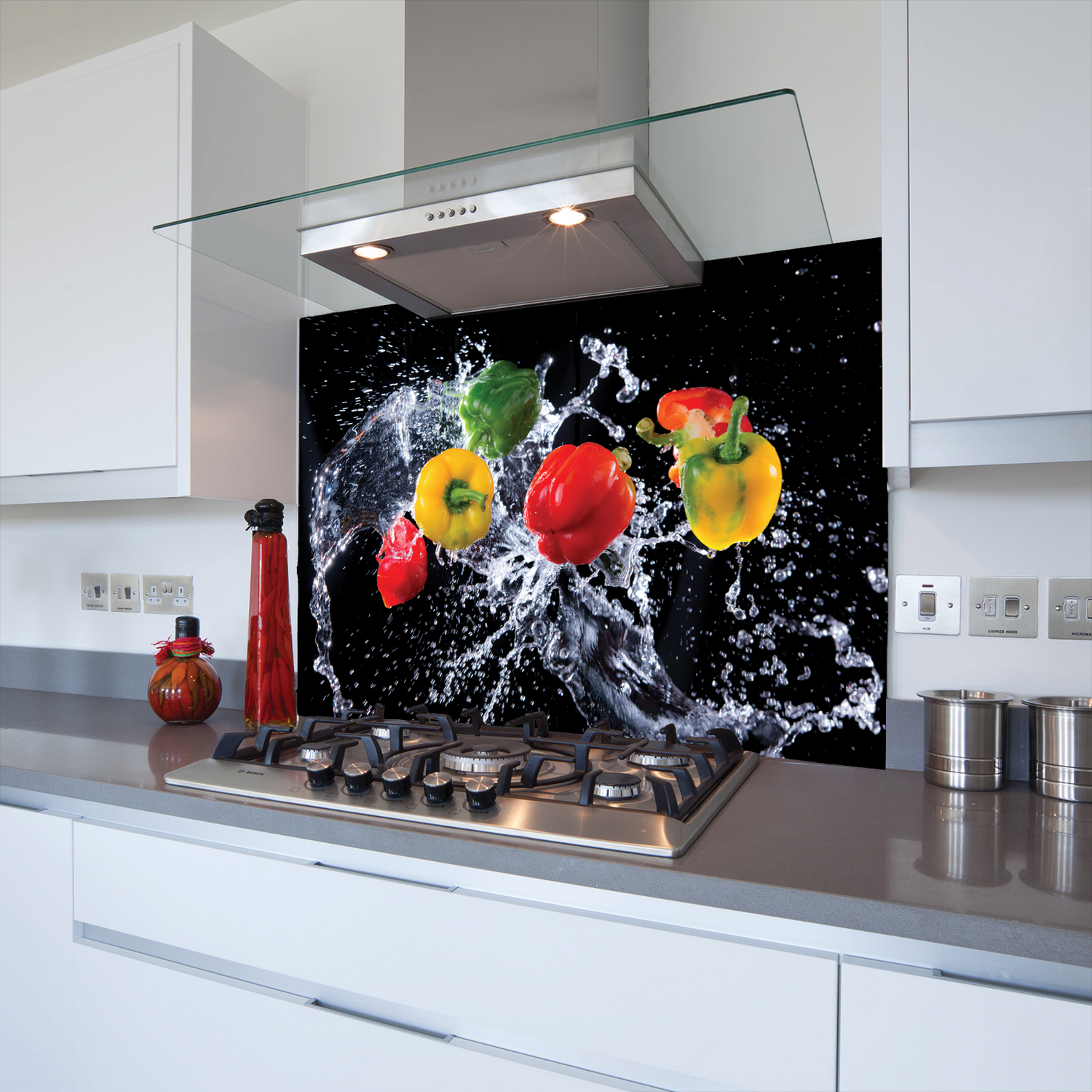 Printed Glass Kitchen Splashback 6 Peppers