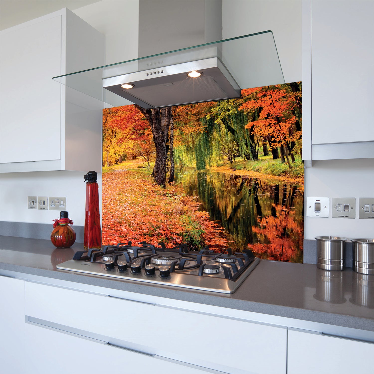 Printed Glass Kitchen Splashback Autumn Forest