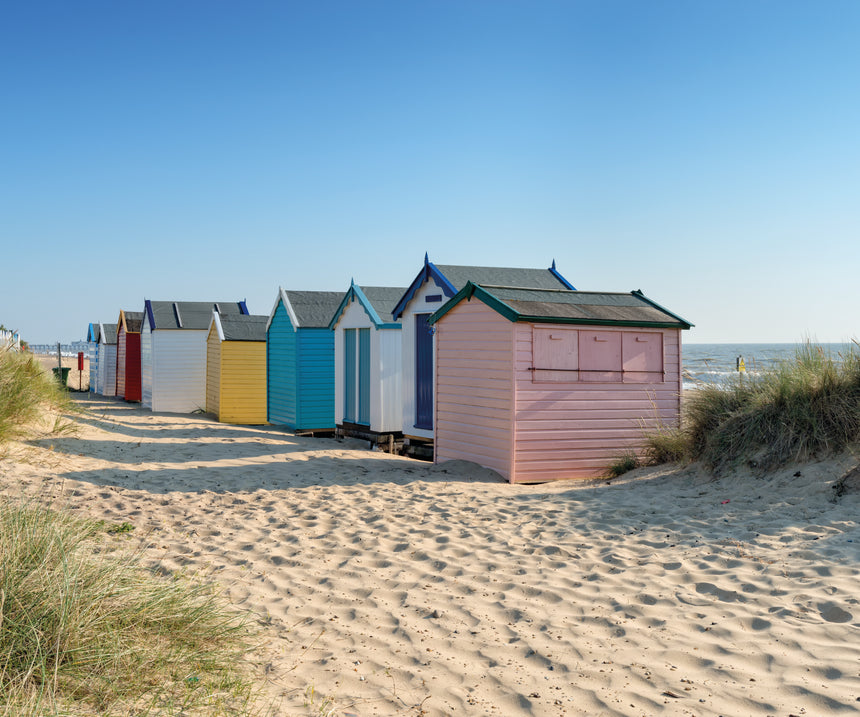 Printed Glass Kitchen Splashback Beach Huts