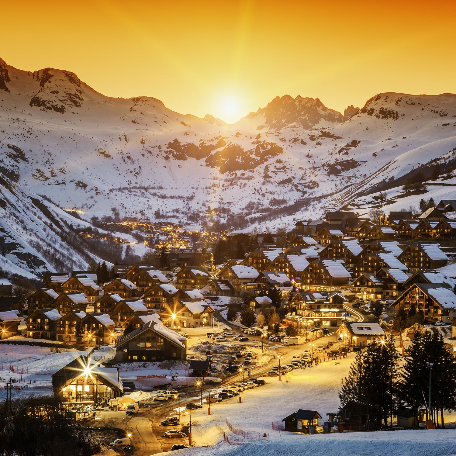 Printed Glass Kitchen Splashback Snowy Mountains