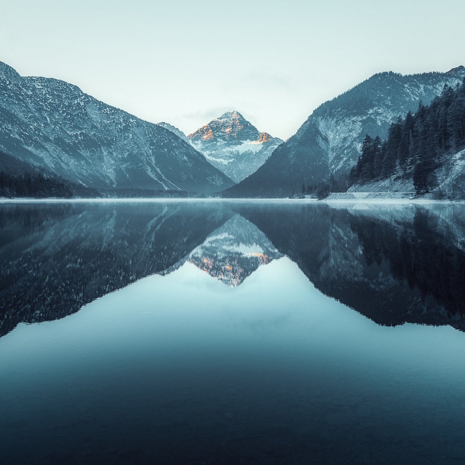 Lake and Mountains Glass Wall Art