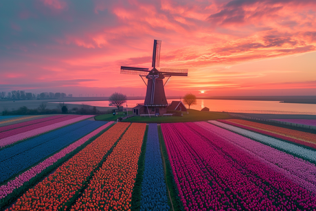 Tulip Field Glass Wall Art