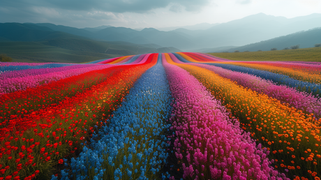 Printed Glass Kitchen Splashback Coloured Flower Field