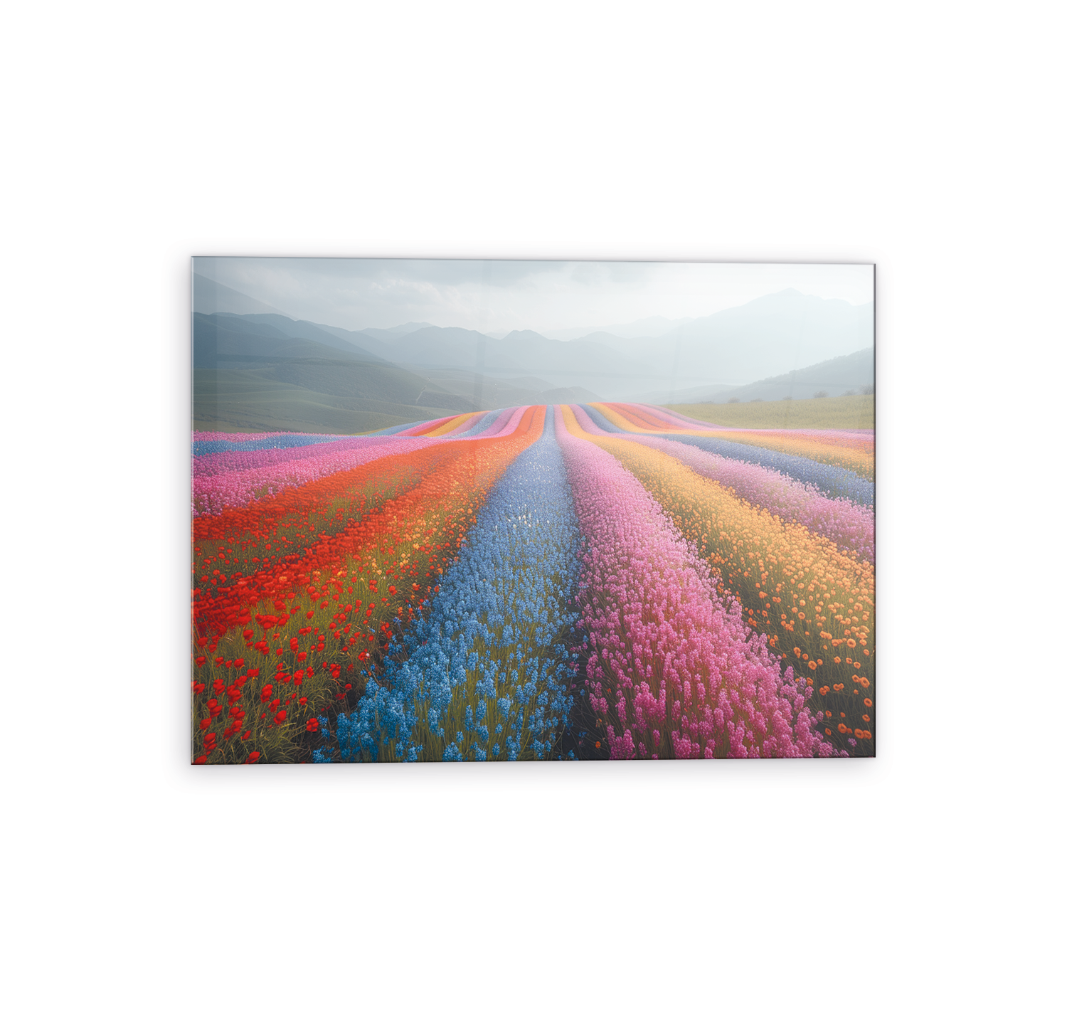 Coloured Flower Field Glass Wall Art