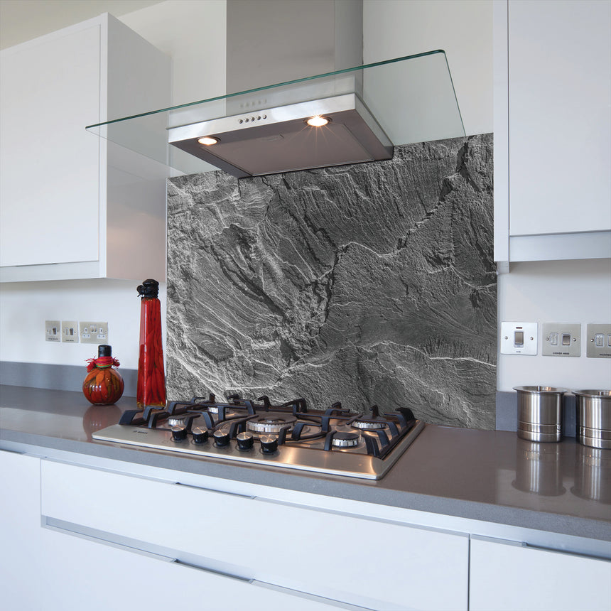 Printed Glass Kitchen Splashback Grey Stone