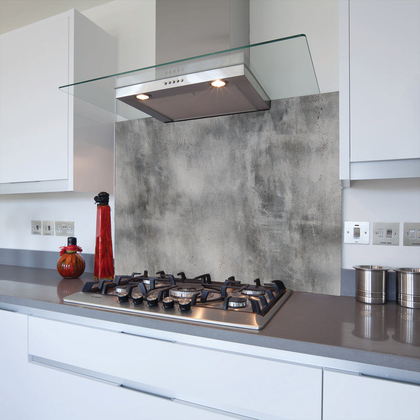Printed Glass Kitchen Splashback Tarnished Concrete