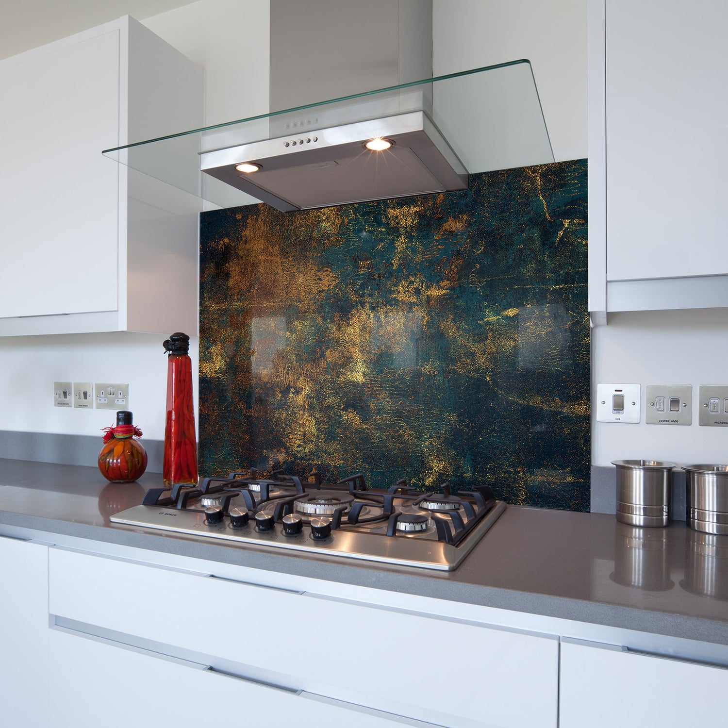 Printed Glass Kitchen Splashback Tarnished