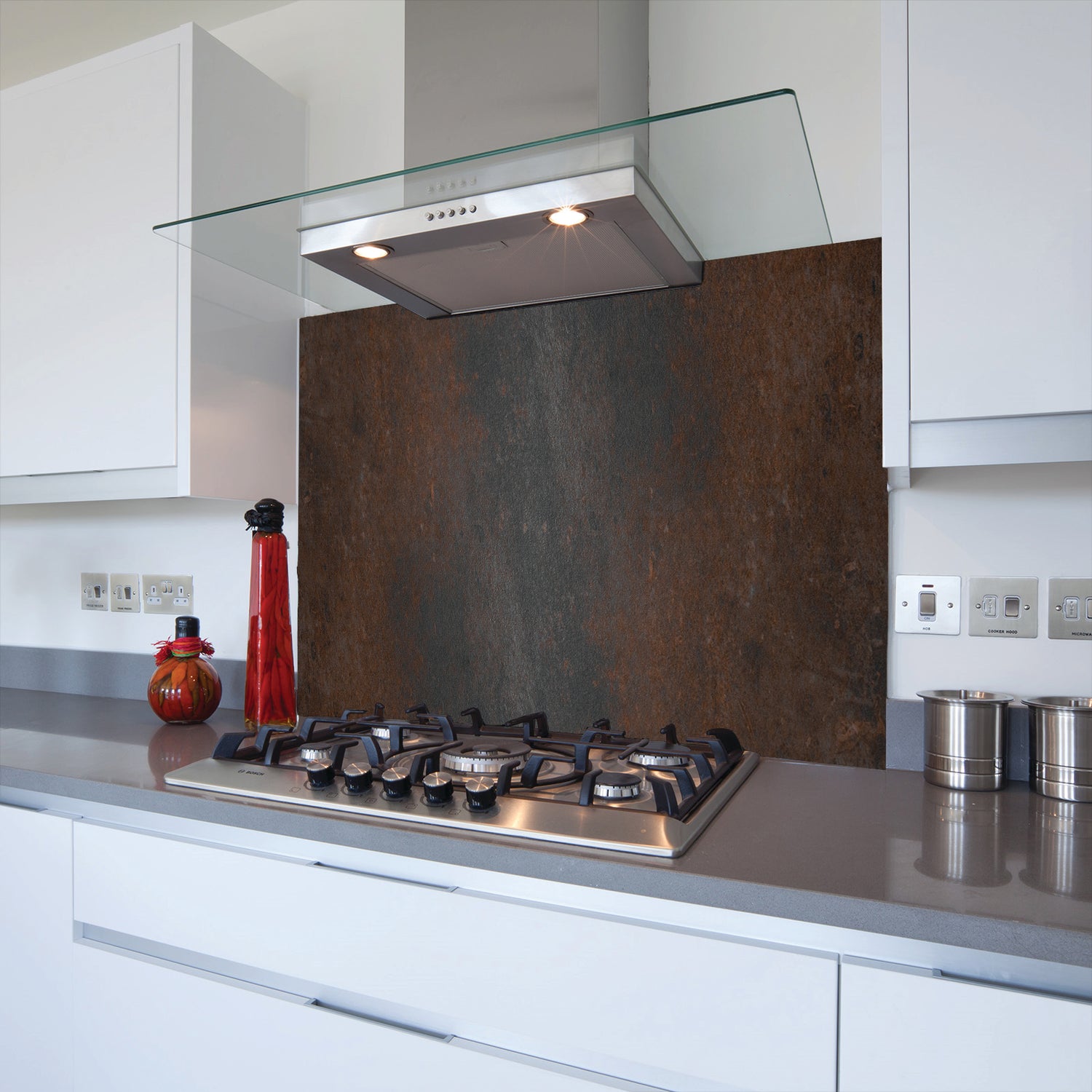 Printed Glass Kitchen Splashback Rusted Slate