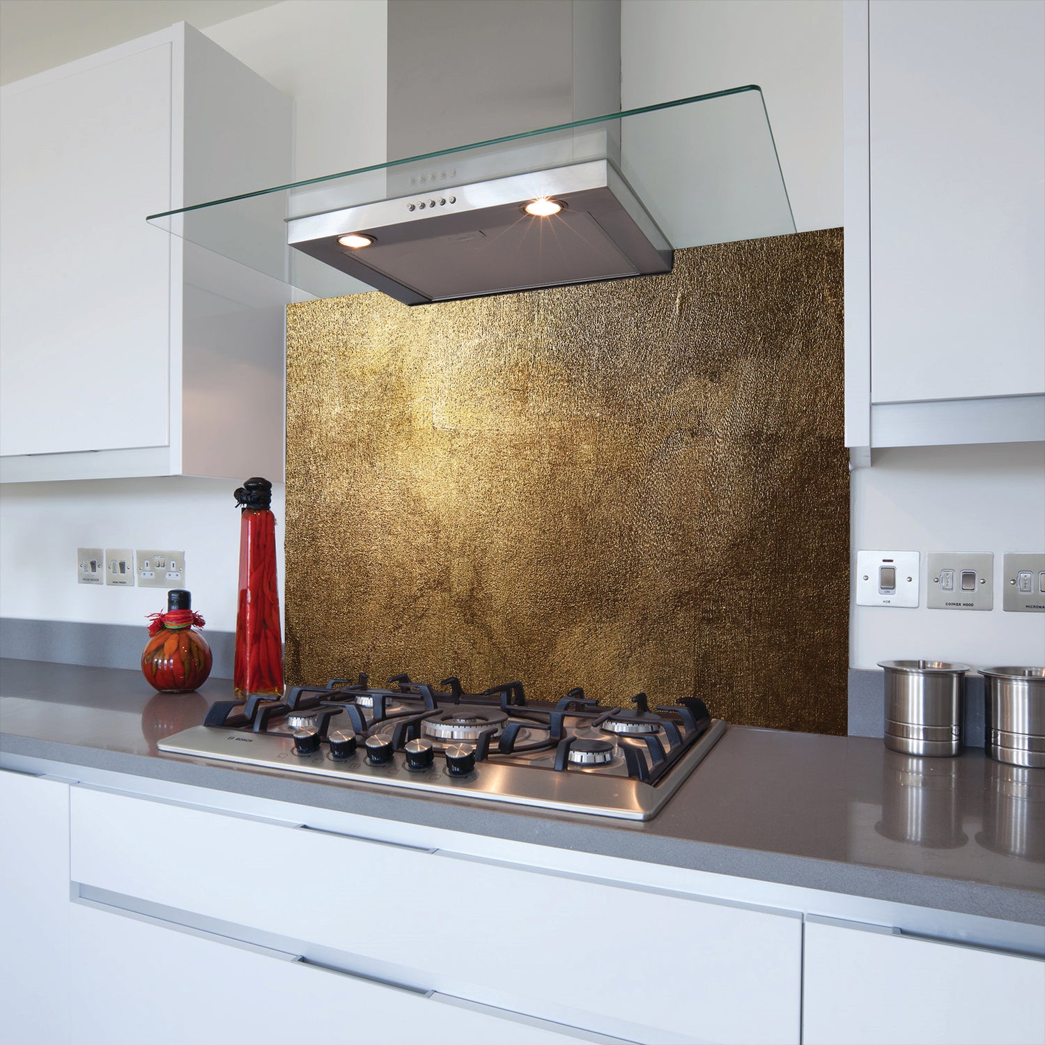 Printed Glass Kitchen Splashback Weathered Gold