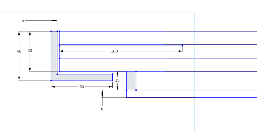 Technical dimensions of a 33mm insulated floor frame for a walk on glass skylight