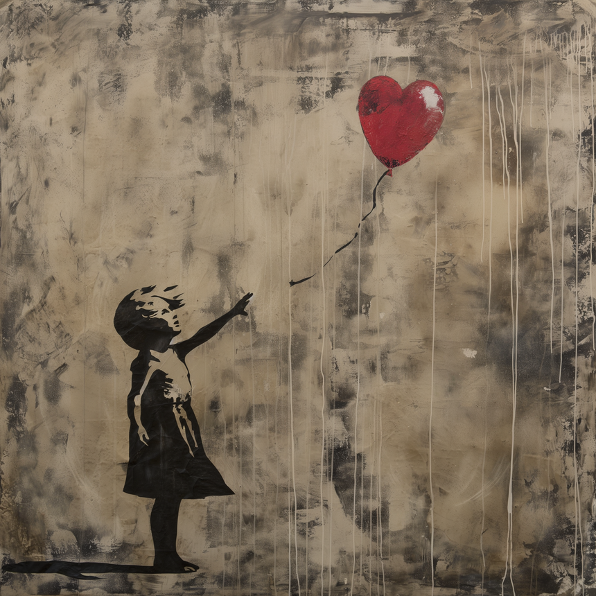 banksy girl with balloon wall art