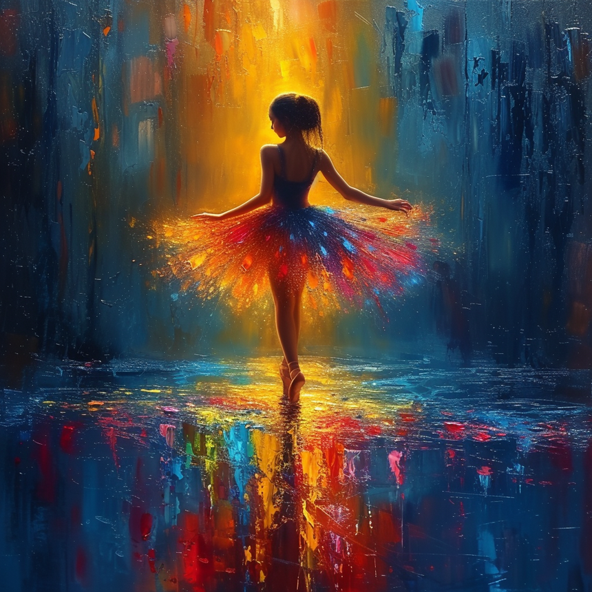 Colourful ballerina glass wall art