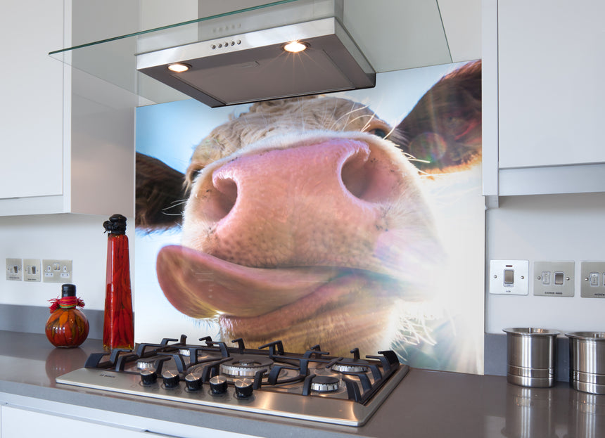 Cow lick glass splashback