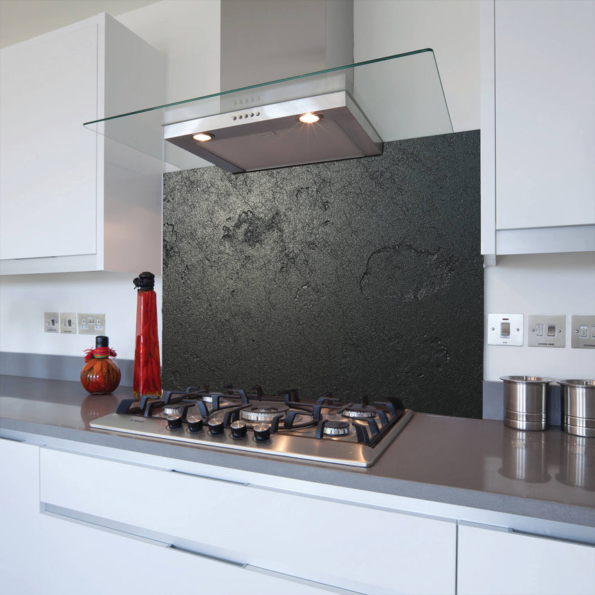 Dark concrete glass kitchen splashback
