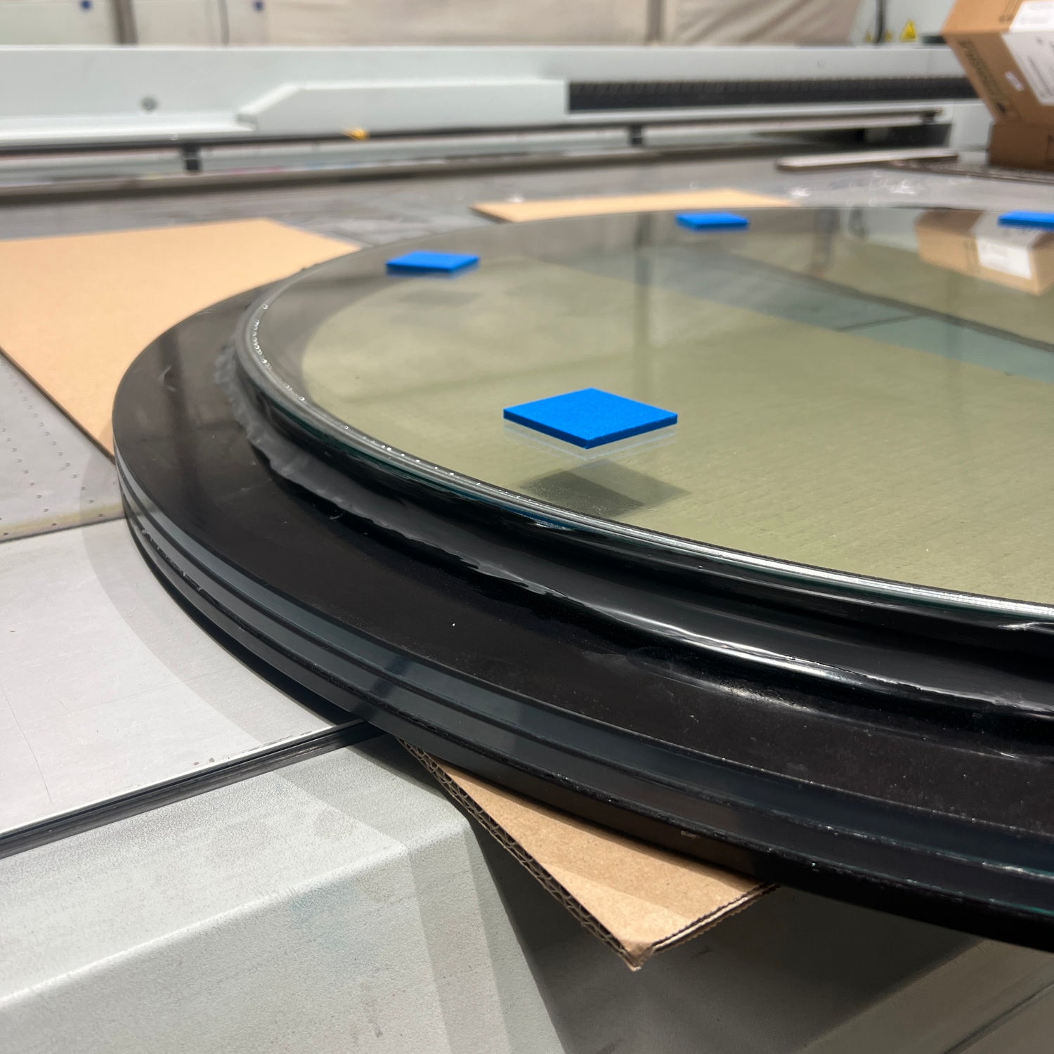 Glass well cover frame in production