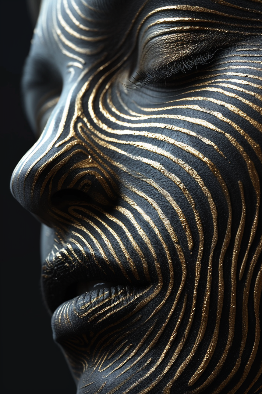 Gold face glass wall art