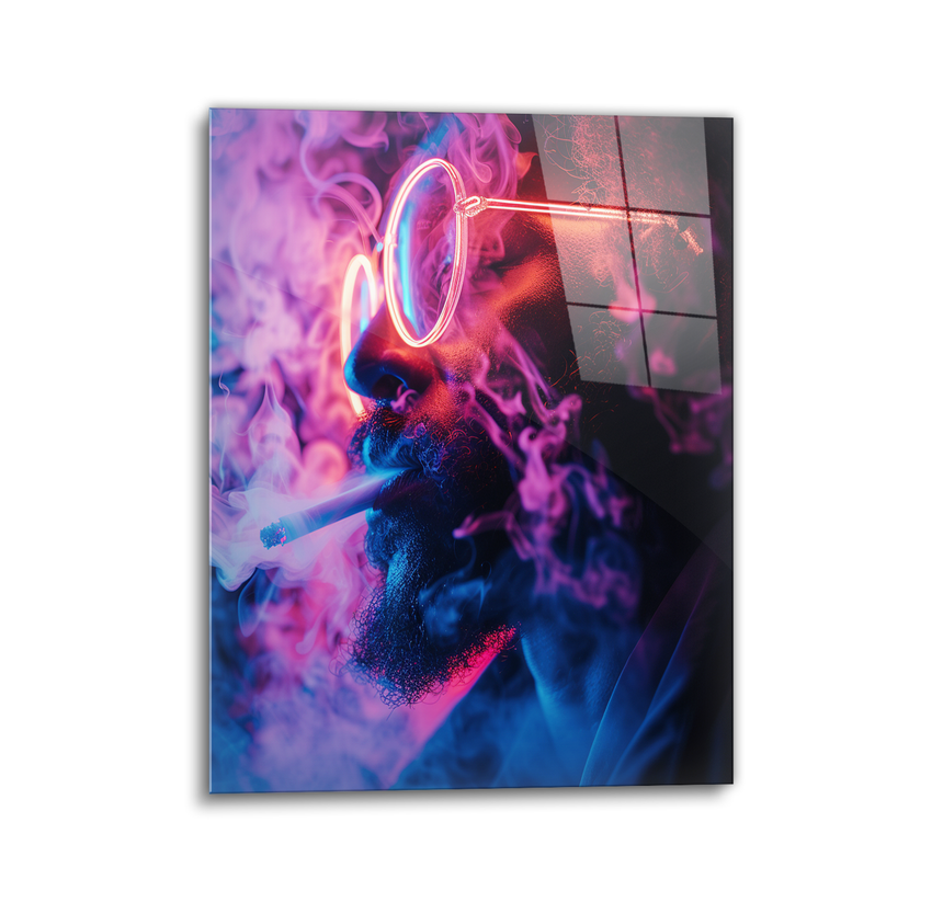 Neon glasses glass wall art