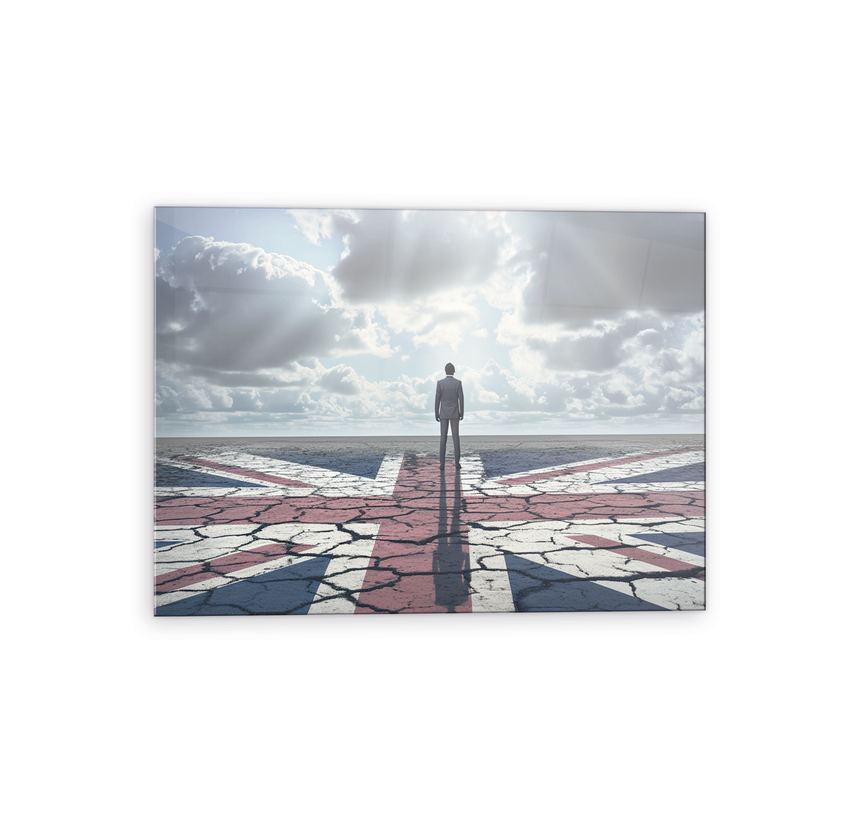 Stormy union flag glass wall art