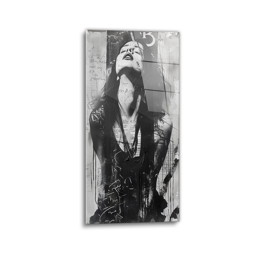 Woman In Black Glass Wall Art