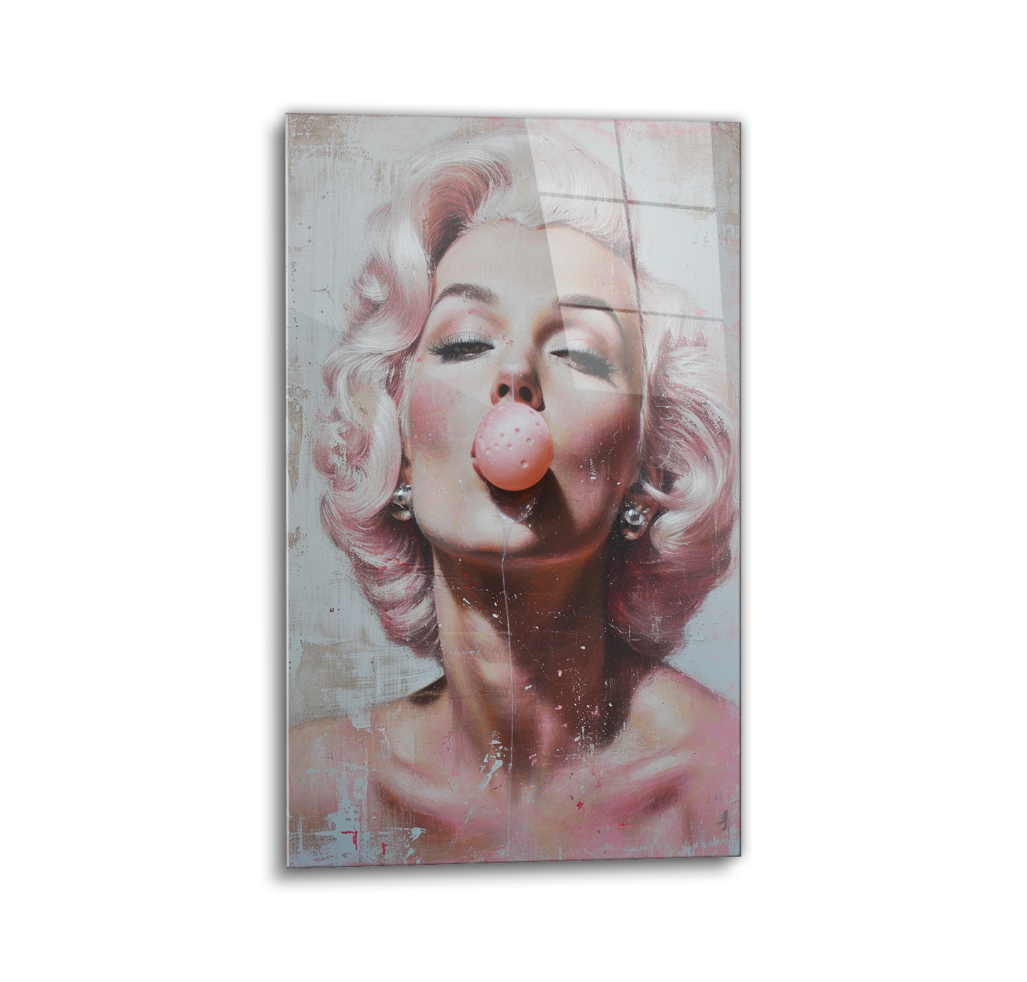 Marilyn Monroe Bubble Gum Glass Wall Art