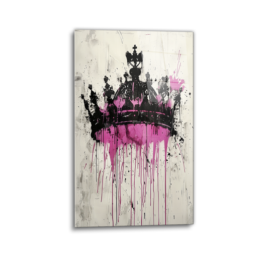 Crown in Pink Glass Wall Art