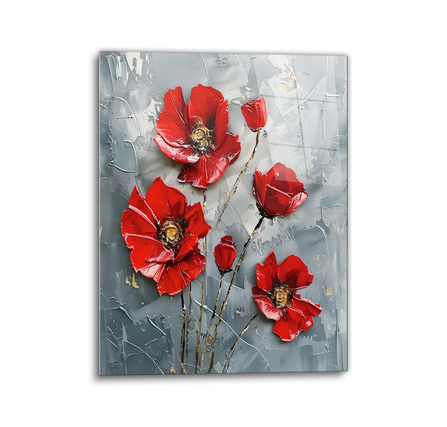 Painted Poppies Glass Wall Art