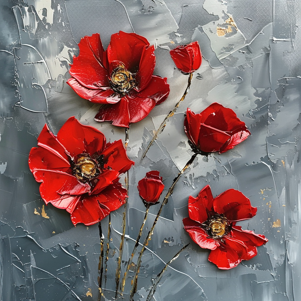 Painted Poppies Glass Wall Art