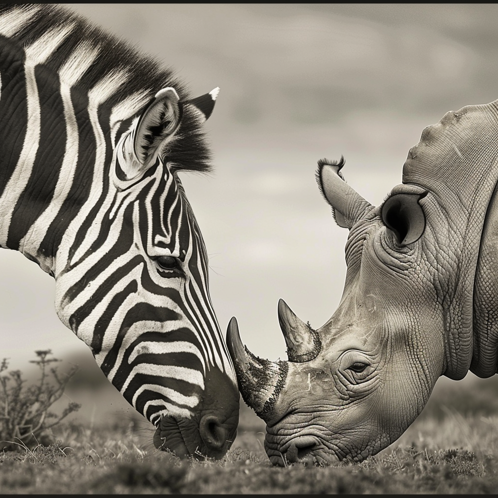 Zebra and Rhino Glass Wall Art