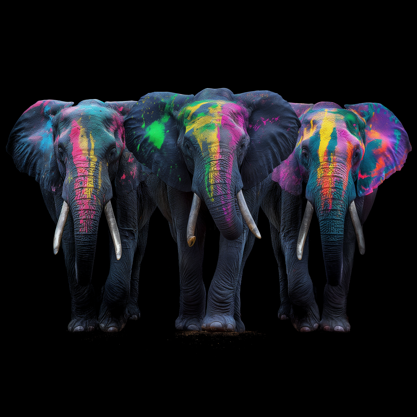 Three Elephants Glass Wall Art