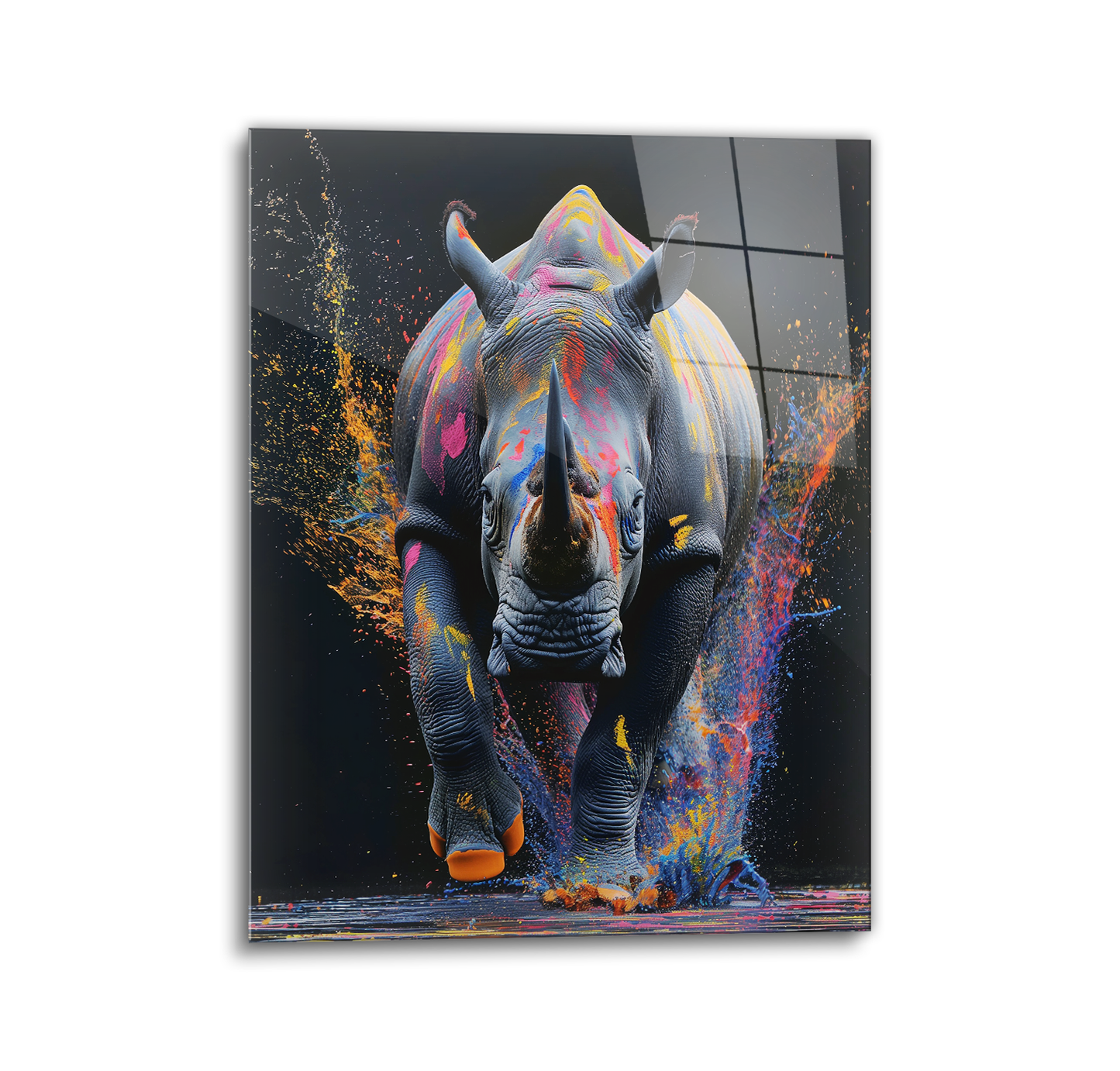 Charging Rhino V2 Glass Wall Art