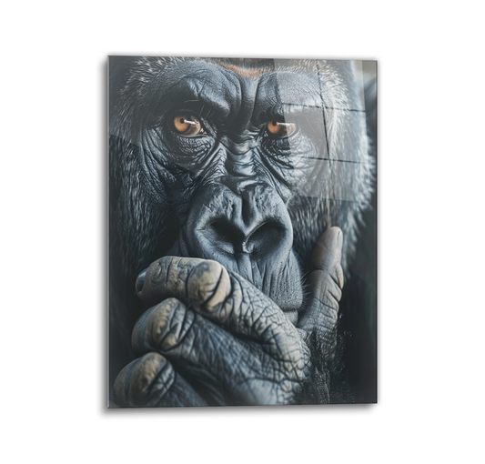 Thinking Gorilla Glass Wall Art