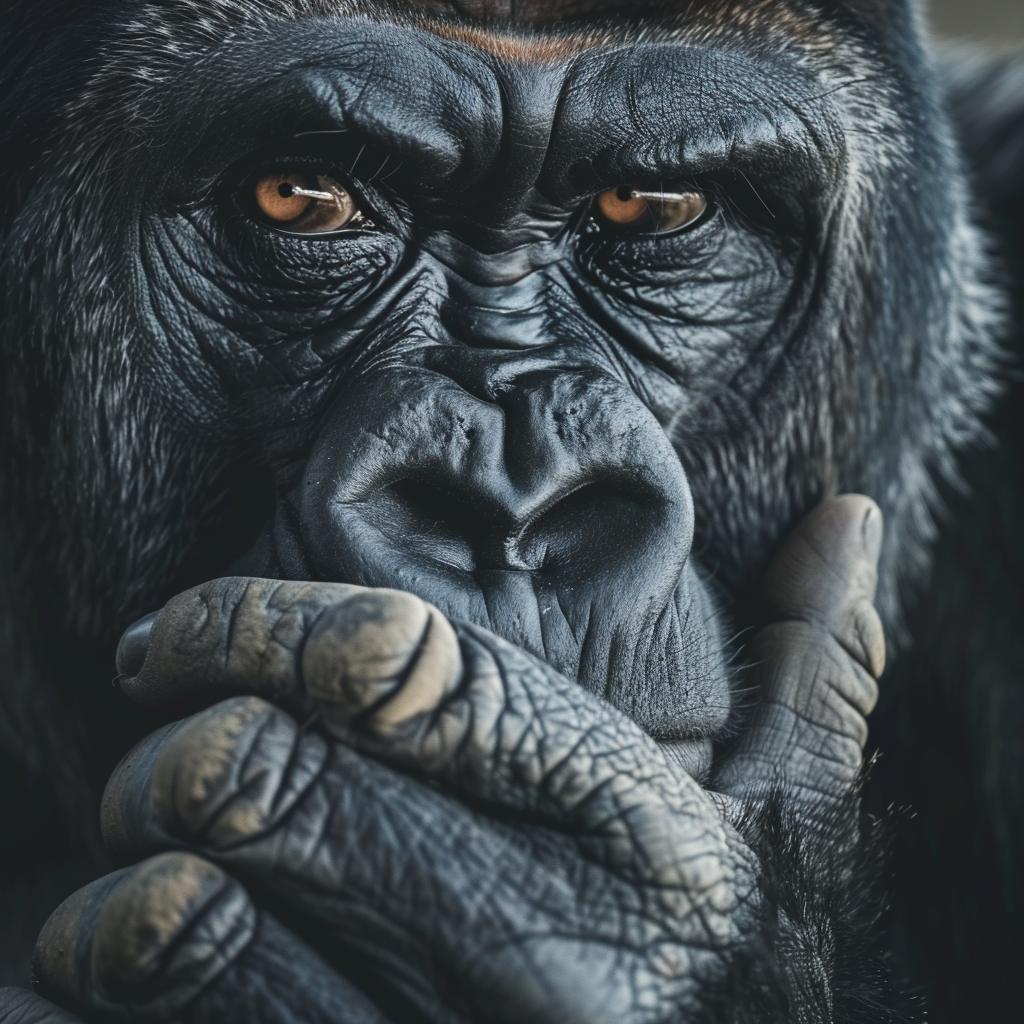 Thinking Gorilla Glass Wall Art