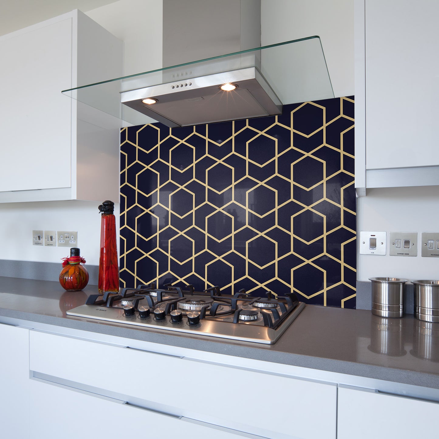 Printed Glass Kitchen Splashback Bespoke Size Toughened Geometric 3