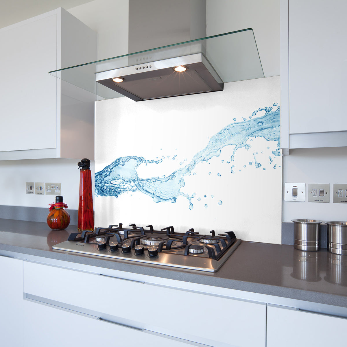 Printed Glass Kitchen Splashback Water Splash – Bespoke Glass Products