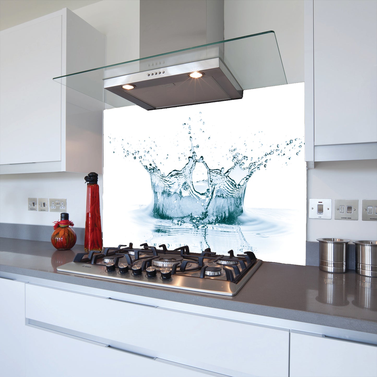 Printed Glass Kitchen Splashback Bespoke Size Toughened Water Splash 2