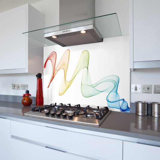 Printed Glass Kitchen Splashback Bespoke Size Toughened Coloured Wave