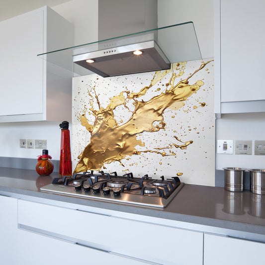 Printed Glass Kitchen Splashback Bespoke Size Toughened Gold Splash