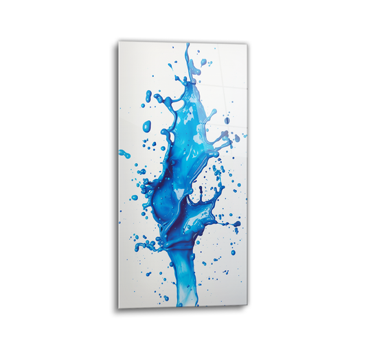 Blue Splash Glass Wall Art