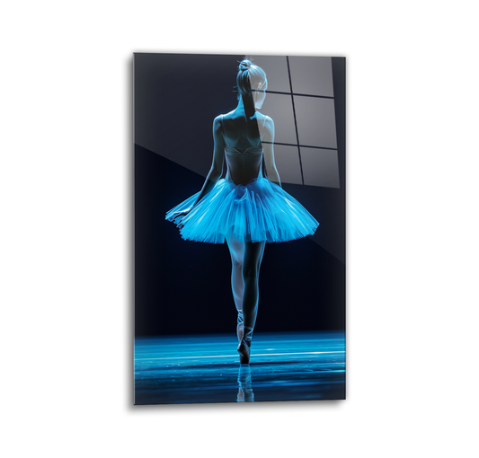 Blue Ballerina Glass Wall Art